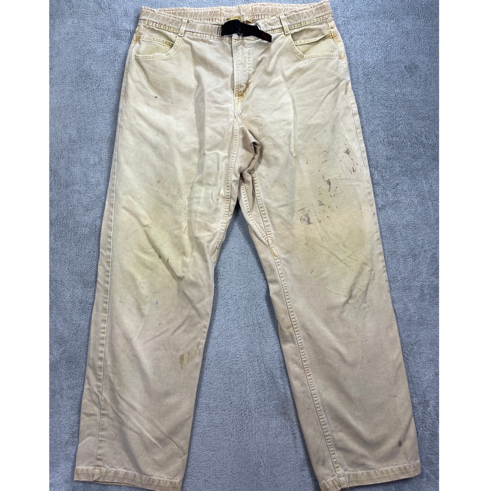 Vintage Gramicci Pants Men XL Tan Climbing Chino Distressed Built-in Belt